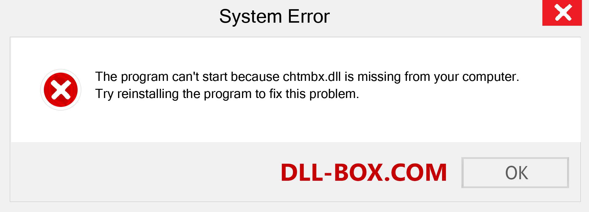  chtmbx.dll file is missing?. Download for Windows 7, 8, 10 - Fix  chtmbx dll Missing Error on Windows, photos, images